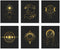 Occult Gold and Black Prints - Set of 6 (8x10) Glossy Wall Art Decor Alchemy - Witch -Third Eye - Planets...