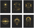 Occult Gold and Black Prints - Set of 6 (8x10) Glossy Wall Art Decor Alchemy - Witch -Third Eye - Planets...