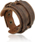 Womens and Mens Genuine Cuff Bangle Leather Bracelet Adjustable Wristband in Punk Design Coffee 30G | Punk Bracelets | Bracelets for Men | Bracele...