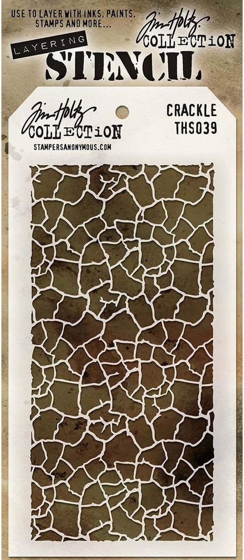 Stampers Anonymous Tim Holtz Stencils Crackle, 4.125" x 8.5", White...