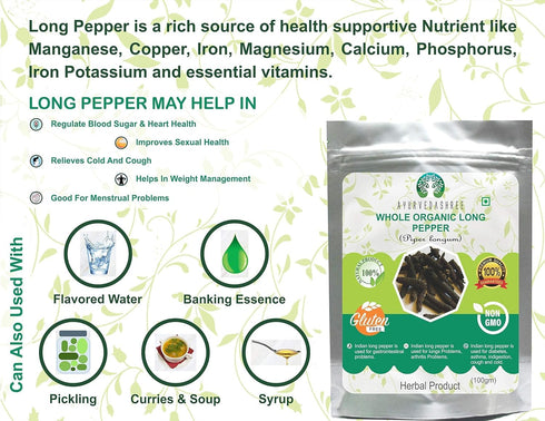 AYURVEDASHREE Whole Long Pepper Best Indian Long Pepper (Pippali) 100 Gm Pack...
