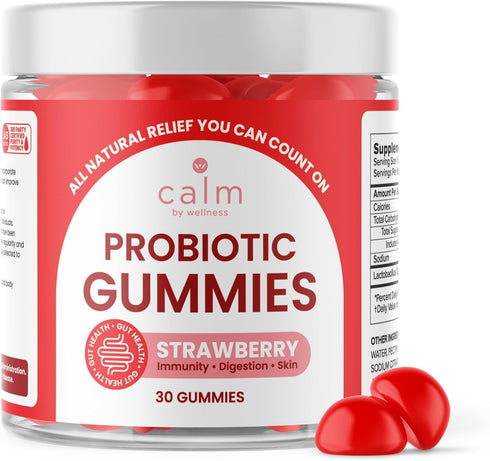 Probiotic Gummies, Strawberry-Flavored, All-Natural Vegan Probiotics for Adults, 10 Billion CFUs, Probiotic for Digestive Regularity, Immunity, Sk...