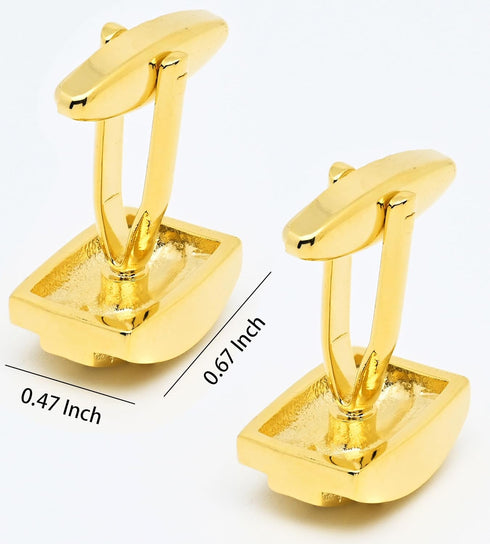 Golden Rectangle Cufflinks for Men Lady with Crystals In Gift Case Novelty Gemstone Men's Cufflinks Jewelry Set for Wedding Party Anniversary Busi...