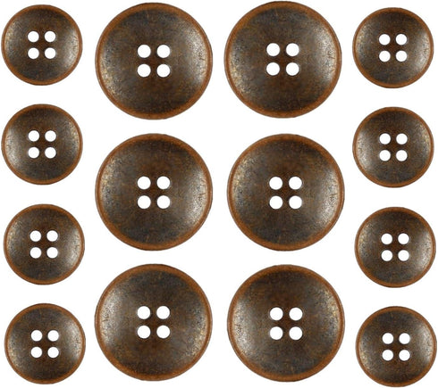 Bezelry Antique Copper Concave Metal Hole Blazer Button Set. 6 Pcs of 23mm, 8 Pcs of 15mm...