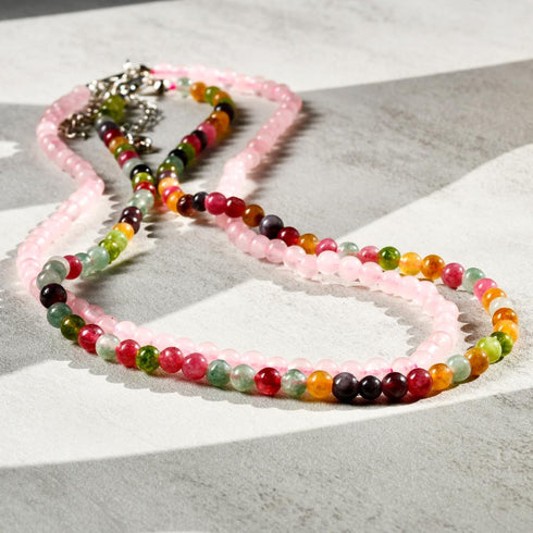 Beaded Necklace for Women,Natural Gemstone Necklace for Women,Colorful Bead Choker Necklace Handmade Surfer Beach Necklace Trendy Jewelry Gift for...