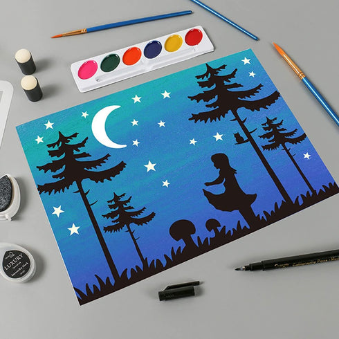 Animal Stencils for Painting,16 Pcs Forest Landscape Stencil,Mountains Rivers Stencils,Reusable Plastic Painting Stencils,Animals, Plants, People,...