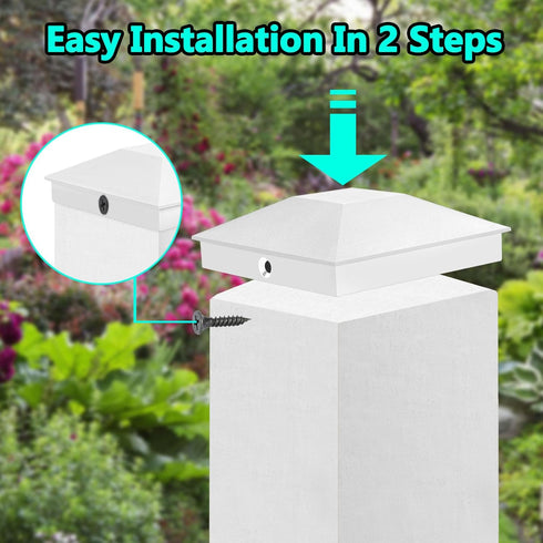 Eapele 4X4(3.5in x 3.5in) Wood Fence Post Caps, PP Plastic Water-Proof UV-Proof, Keep Post from Cracking and Rotting (4pcs, White?...