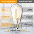4-Pack Vintage 8W ST64 LED Edison Light Bulbs 100W Equivalent, 1400Lumens, 2700K Warm White, E26 Base LED Filament Bulbs, CRI 90+, Antique Glass S...