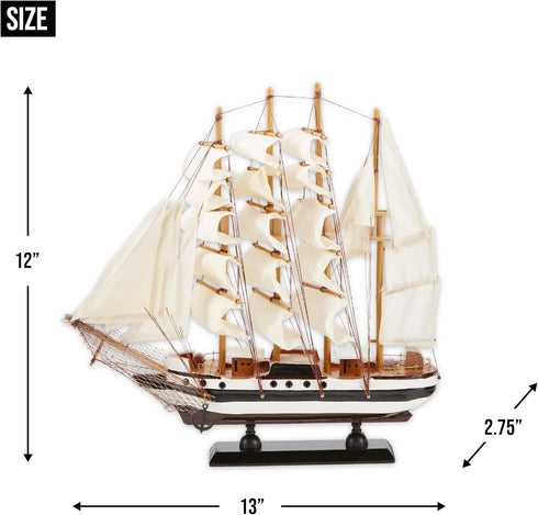 Gifts & Decor Zingz & Thingz Ahoy Collection Wooden Passat Ship Model, 13x2.75x12...