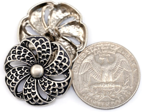 20 pcs Vintage Hollow Scale Pattern Silver Metal Shank Sewing Coat Buttons -25mm -1"...