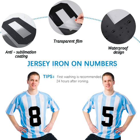 Tenare 44 Pieces 8 Inch Iron on Numbers for Jersey T-Shirt Heat Transfer 0 to 9 Numbers Heat Press Stickers for Team Uniform Sports Basketball Foo...