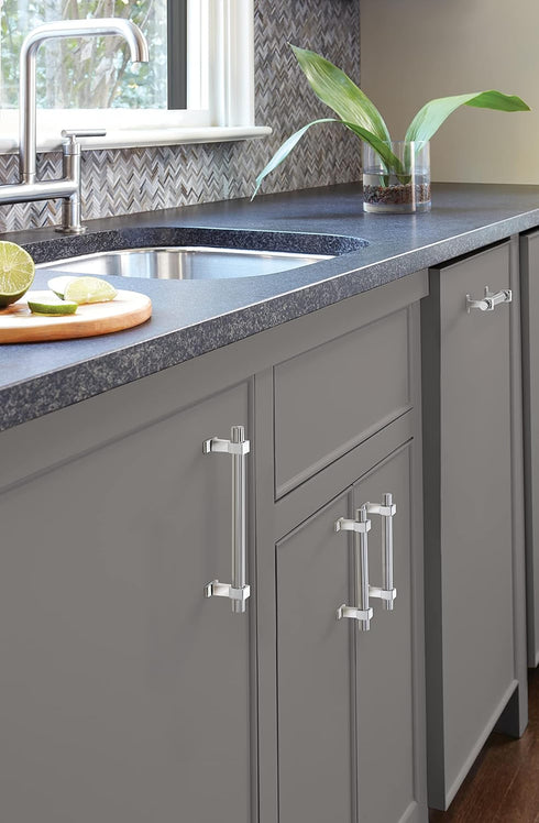 Amerock | Cabinet Pull | Polished Chrome | 3-3/4 inch (96 mm) Center to Center | Carrigan | 1 Pack | Drawer Pull | Drawer Handle | Cabinet Hardwar...