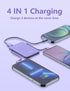 miisso 6000mah Ultra Slim Built in Cables Power Bank, Card Size Built in USB C Cords Battery Pack Portable Charger for Phones, 3 Output External B...
