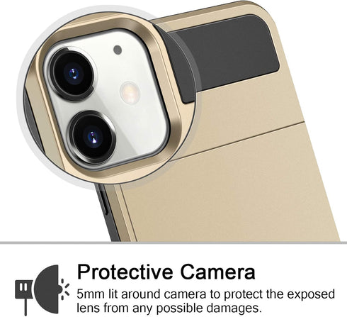 Vofolen Compatible with iPhone 12 Case 5G Wallet Cover Credit Card Holder Slot Sliding Back Pocket Anti-Scratch Dual Layer Protective Compatible w...