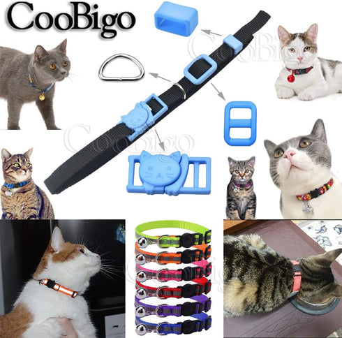 CooBigo 10sets Cat-Head Safety Breakaway Buckle Tri-glide Slider Buckles D ring Belt Loop keeper for DIY Cat Collar Accessory...