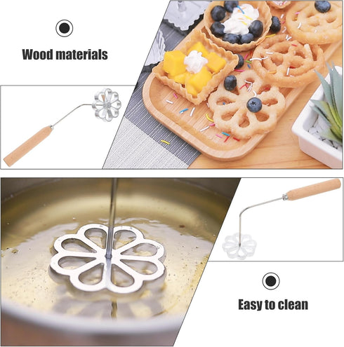 Bunuelos Mold with Handle, Rosette Mold, Achappam Mold, Rosette Iron Set, Waffle Mold, Aluminum Rosette Maker, Bunuelos Cookie Mold for Baking Kit...