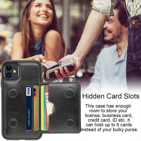 LakiBeibi Case for iPhone 11 with Card Holders, Dual Layer Lightweight Slim Leather Wallet Case Flip Folio Magnetic Lock Protective Case for Apple...