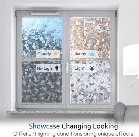 rabbitgoo Window Privacy Film, Decorative Rainbow Window Clings for Glass Covering, Static Cling Non Adhesive Door Stickers UV Blocking, Stained G...
