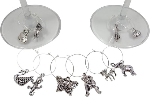 Travel & Animal Themed Wine Charm Gift Set with 20 Beautiful Wine Charms...