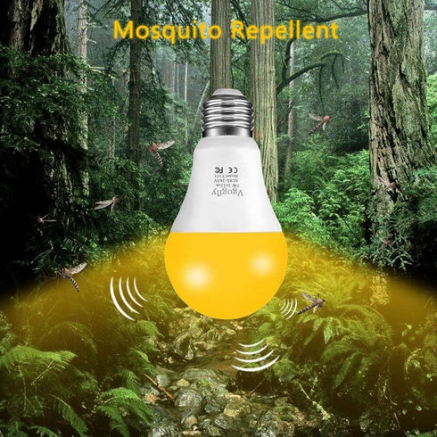 Vgogfly Dusk to Dawn Yellow Bug Light Bulb Smart Amber Bug Lighting Lamp 7W E26/E27 Automatic On/Off, Indoor/Outdoor Yard Porch Patio Garage Garde...