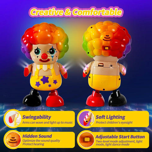 Toddler & Baby Dancing Clown Toys, Early Learning Educational Musical Light up Baby Toddler Toys, Babies Toddler Infant Crawling Walking Toy for 3...