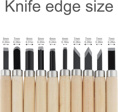 OriGlam 10pcs Professional Wood Carving Chisel Set, Carbon Steel Wood Carving Tools, Woodworking Chisels Wood Chisel Kits, Power Grip Carving Tool...