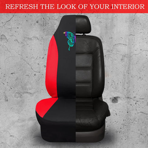 Outlet Red 3D Air Mesh Front Seat Covers,Reflective Colorful Butterfly Bucket Seat Covers,Airbag Compatible,High Back Seat Covers for Women Girl,U...