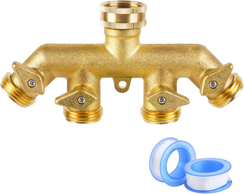 Heavy Duty Garden Faucet Splitter Hose Splitter (4-Way Brass)...