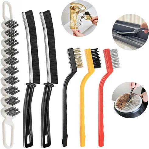 6 Pcs Cleaning Tool Set, Crevice Cleaning Brush, Hard Bristle Crevice Cleaning Brush with Bendable Brush Household Cleaning Tool, Stainless Steel ...