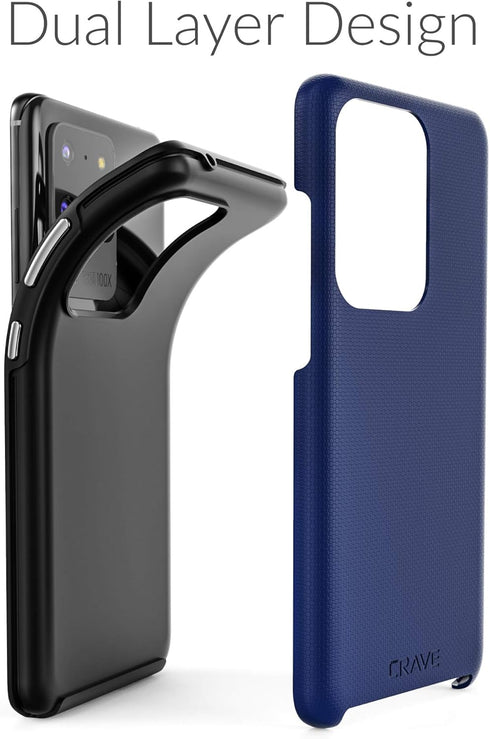 Crave Dual Guard Cellular Phone Case for Samsung Galaxy S20 Ultra, 5G, Shockproof Protection, Dual Layer Case, Navy (Polyurethane, TPU, Polycarbon...