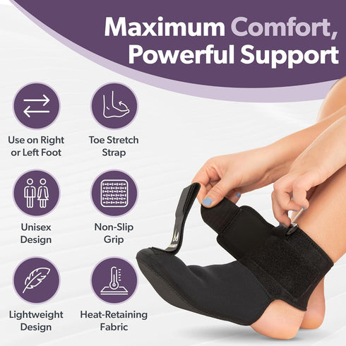 BraceAbility Plantar Fasciitis Night Splint Sock - Soft Plantar Fascia Boot for Sleeping, Achilles Tendonitis Relief, Foot Drop, Heel Pain - Plant...