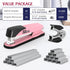 Metal Stapler Heavy Duty 50 Sheet Capacity with 1750 Staples and Staple Remover, Pink Stapler Full Strip Staplers for Desk, No Jam, Non-slip Offic...