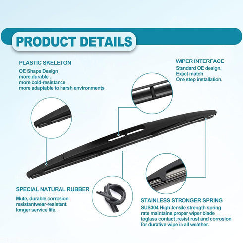 15277756 Rear Window Wiper Arm Blade Set Compatible with Cadillac Escalade, Gmc Yukon, Chevrolet Tahoe Suburb-2007-2013, Replacement Back Windshie...