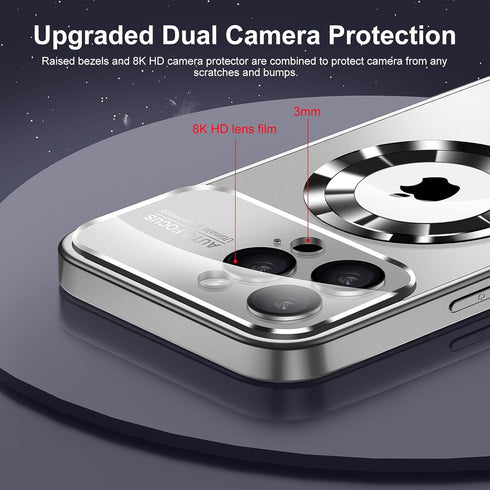 MANLENO Magnetic for iPhone 15 Pro Max Case Magsafe with Full Window Cover Camera Lens Protector Logo View Scratch Resistant Frosted Slim Shockpro...