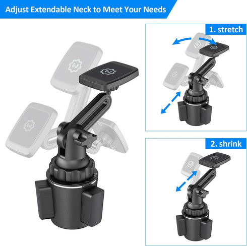 WixGear Magnetic Cup Holder Phone Mount, Extendable Arm Universal Car Cup Holder Adjustable Base Automobile Cup Holder Smart Phone Cradle Car Moun...