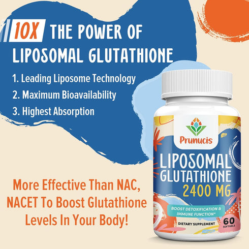 2400MG Liposomal Glutathione, Reduced L-Glutathione, Glutathione Supplement with Vitamin C, Master Antioxidants, Enhanced Absorption - Non GMO Ant...