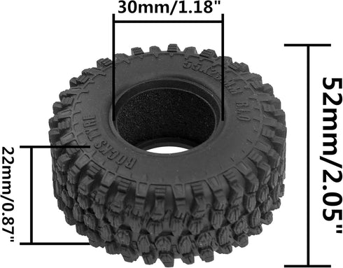 4PCS HIRCQOO 1.0" SCX24 Rubber Crawler Mud Terrain Micro Rubber Tire Compatible with Axial 1/24 Gladiator Bronco B17 C10 JLU Deadbolt RC Crawler C...