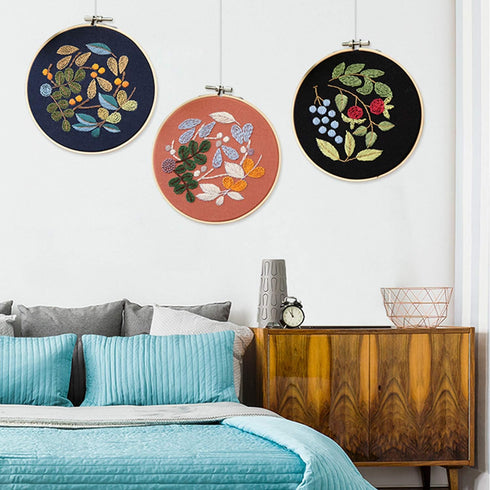 Sanlykate Full Range Embroidery Starter Kit - Embroidery Cloth with Pattern and Instructions, including Bamboo Hoop, Color Threads, Tools Kit for ...