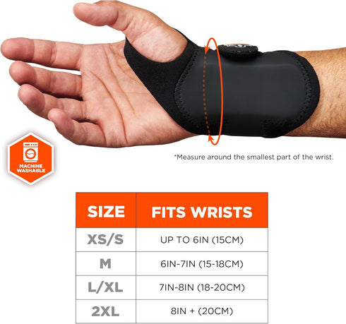 Ergodyne ProFlex 4020 Right Wrist Support, Black, X-Small/Small...