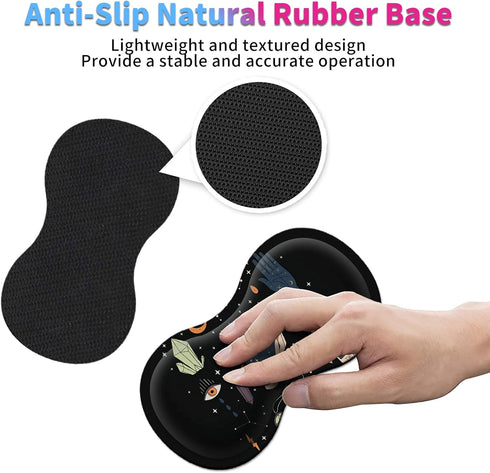 Cute Small Mouse Pad + Mouse Wrist Rest Support Set + Coaster, Ergonomic Memory Foam Mouse Wrist Rest for Laptop Computer Office Home Working Gami...