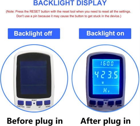 Upgraded Watt Power Meter Plug Home Electrical Usage Monitor Consumption, Energy Voltage Amps Kill Tester with Backlight, Overload Protection, 7 M...