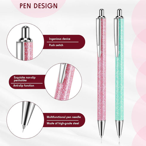 Epakh 2 Pieces Weeding Pen Vinyl Pen Pin Weeding Tool Fine Point Glitter Metal Vinyl Air Release or Car Puncturing Installation Retractable Craft ...