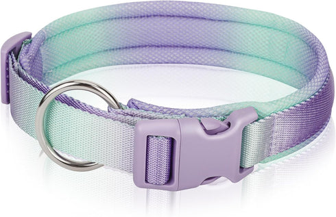 Fashionable Gradient Dog Collar: Macaron & Dopamine Shades with Breathable Mesh Padding for Comfort, Premium Woven Strap, Durable POM Buckle, and ...