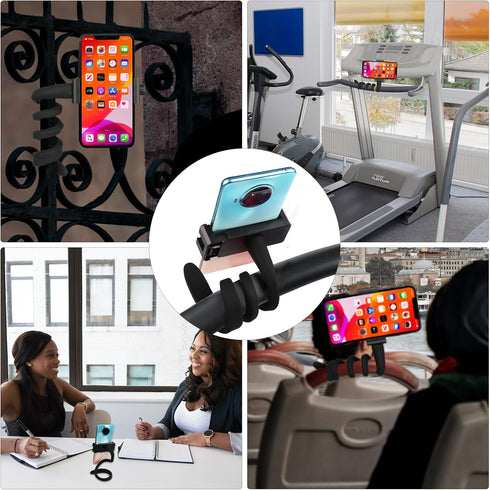 Stroller Phone Holder Portable Cell Phone Seat Stroller Phone Mount with Non-Slip Flexible Arm Flexible Phone Holder Stroller Accessories for Trea...