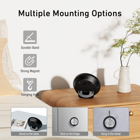 SECRUI Indoor Thermometer Digital Hygrometer 3 Pack – Room Thermometer and Humidity Gauge – LCD Hygrometer Thermometer with Max and Min Records(Bl...