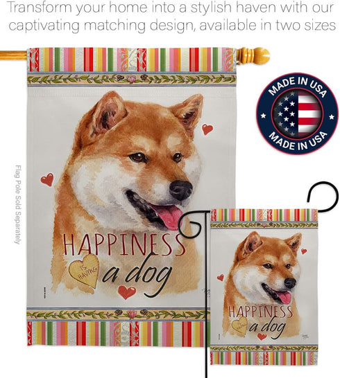 Breeze Decor Sesame Shiba Inu Happiness Garden Flag Dog Puppy Spoiled Paw Canine Fur Pet Nature Farm Animal Creature House Decoration Banner Small...