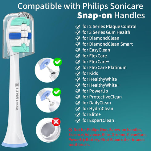 Replacement Heads for Philips Sonicare, Brush Head Compatible with Phillips Sonicare Toothbrush Snap-on Handles, 8 Pack...