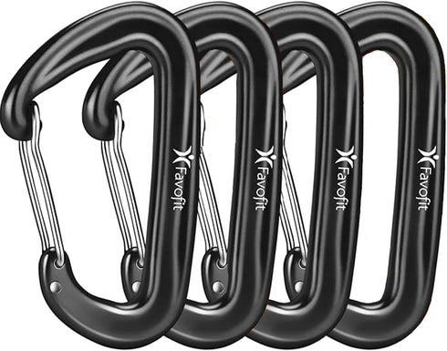 Small Heavy Duty Carabiner Clips: Favofit 12kn(2697lbs) Caribeaner for Keychain - Lightweight Hammock Caribeener for Hiking Camping Dog Leash...