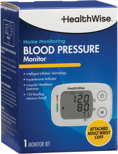 HealthWise Blood Pressure Monitor | Adult Wrist Cuff | Intelligent Inflation Technology | 2-Person Memory | Irregular Heartbeat Detection | Hypert...