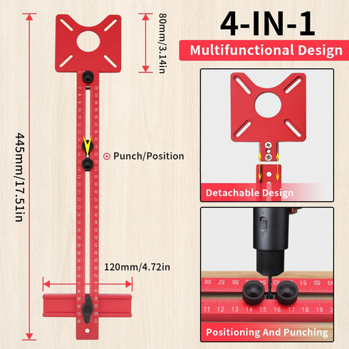 4 in 1 Router Milling Groove Bracket,Cabinet Hardware Jig and Router Guide,Adjustable Router Circle Cutting Guide, Multifunctional Router Jig suit...